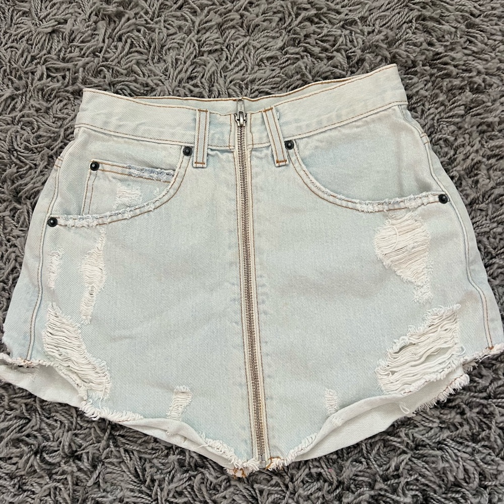 Carmar/Lf denim mini skirt lightwash with white zipper